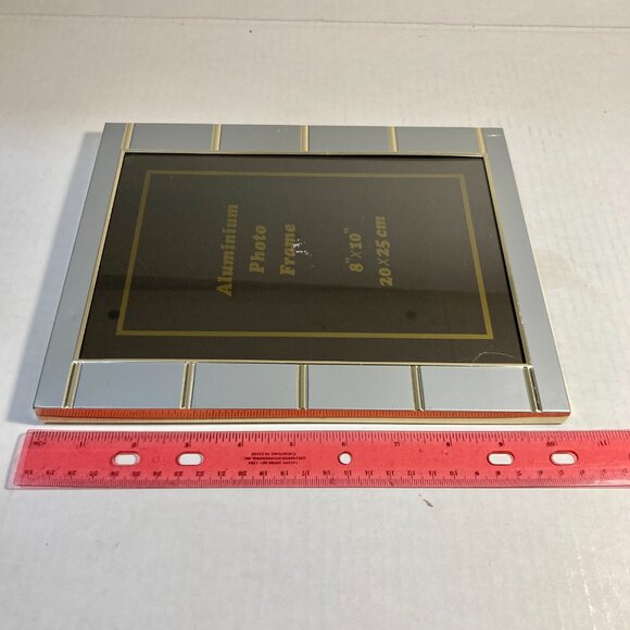 Vintage MCM Silver Gold Aluminum Metal Photo Picture Frame 8 X 10" Minimalist - Picture 10 of 16